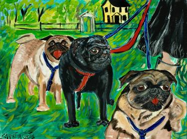 Original Figurative Dogs Paintings by Samantha Curtis