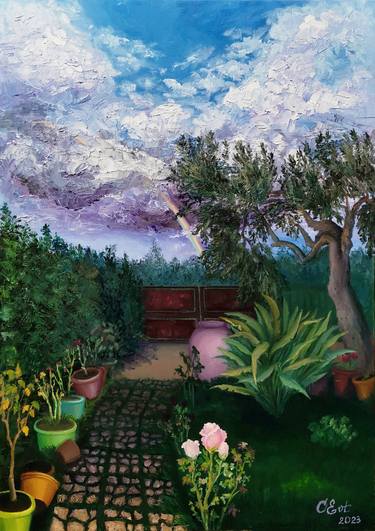 Original Fine Art Garden Paintings by Oksana Evteeva