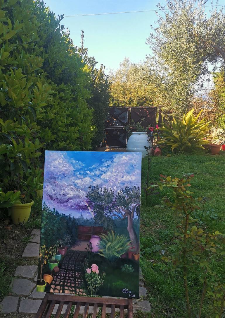 Original Fine Art Garden Painting by Oksana Evteeva