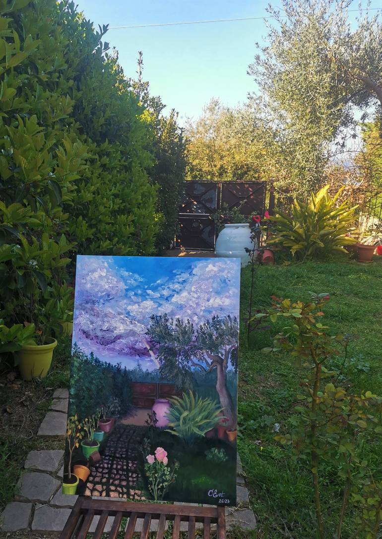 Original Impressionism Garden Painting by Oksana Siciliana