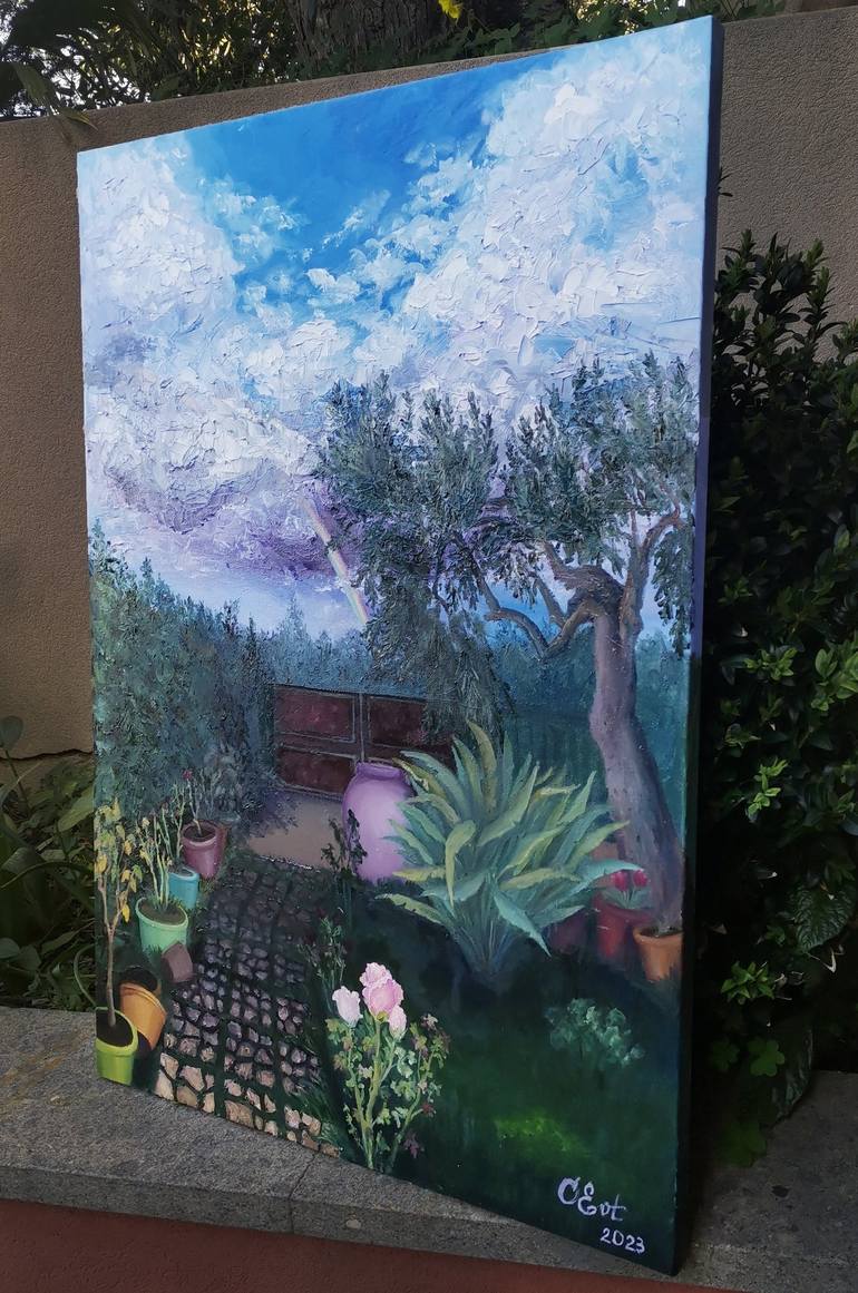 Original Fine Art Garden Painting by Oksana Evteeva