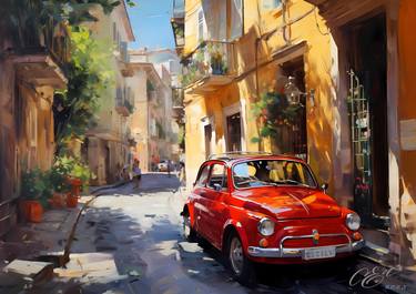 Vintage Fiat 500 in Palermo's Charm. Iconic car. Sicily thumb
