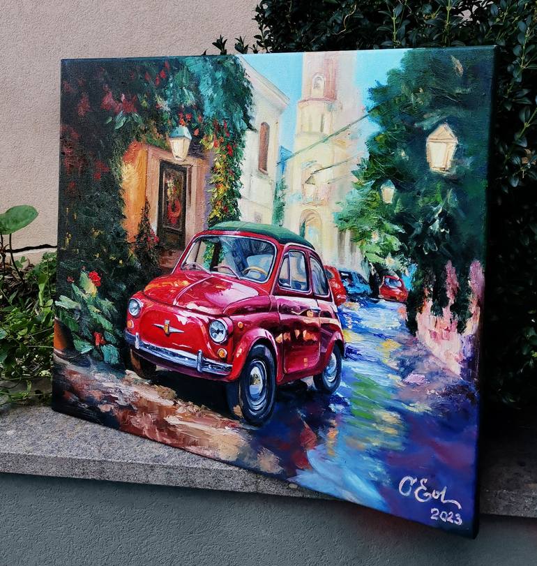 Original Impressionism Automobile Painting by Oksana Evteeva