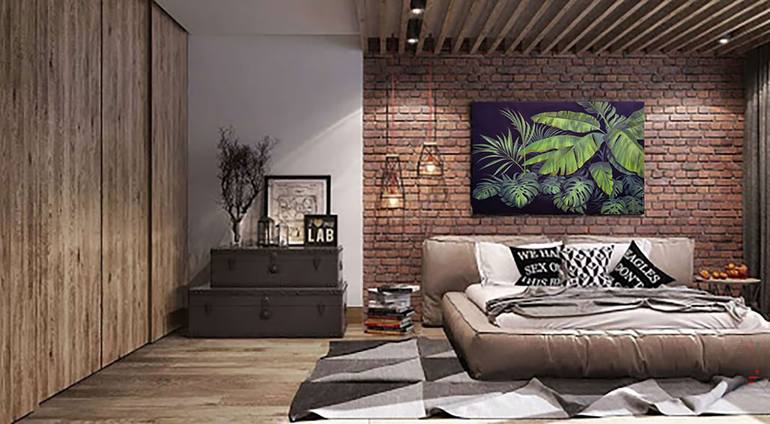 Original Minimalism Floral Painting by Roman Musiienko