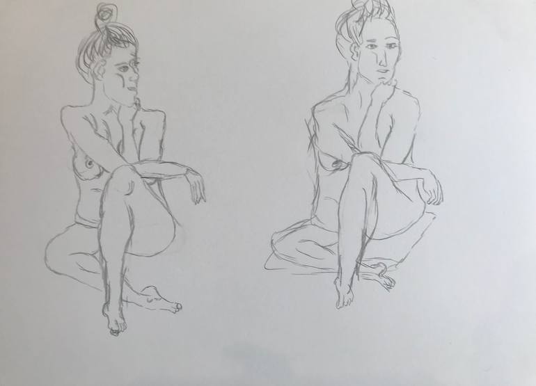 Original Abstract Expressionism Body Drawing by Mal Loj