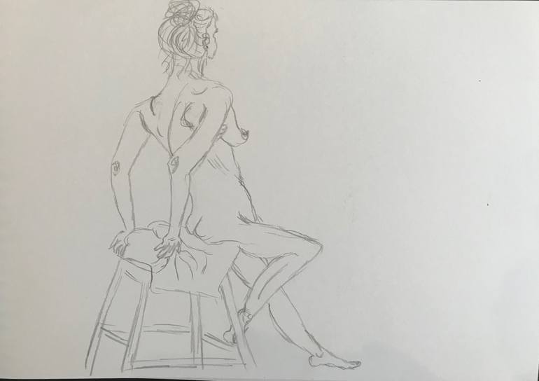 Original Abstract Expressionism Body Drawing by Mal Loj