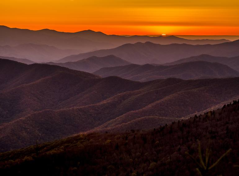 Original Landscape Photography by Steve Murray | Minimalism Art on Canvas | Great Smoky Mountains Sunset