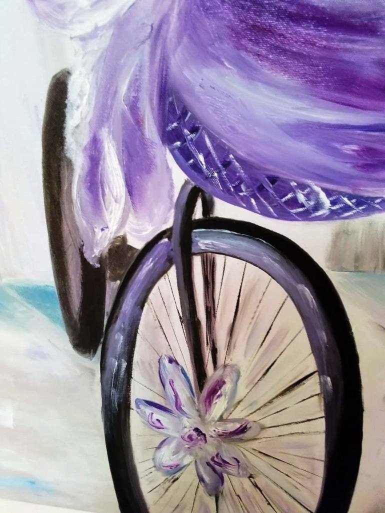 Original Impressionism Bike Painting by Olechka Alexandrova