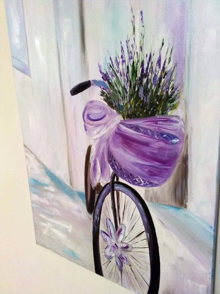 Original Impressionism Bike Painting by Olechka Alexandrova