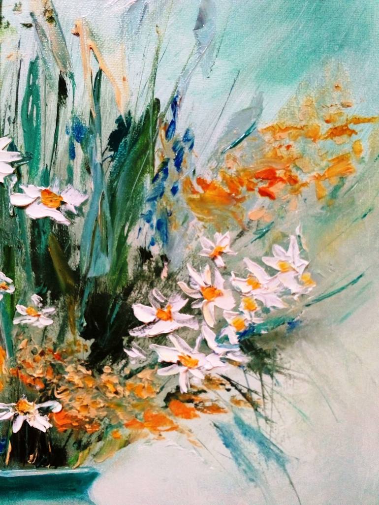 Original Art Deco Floral Painting by Olechka Alexandrova