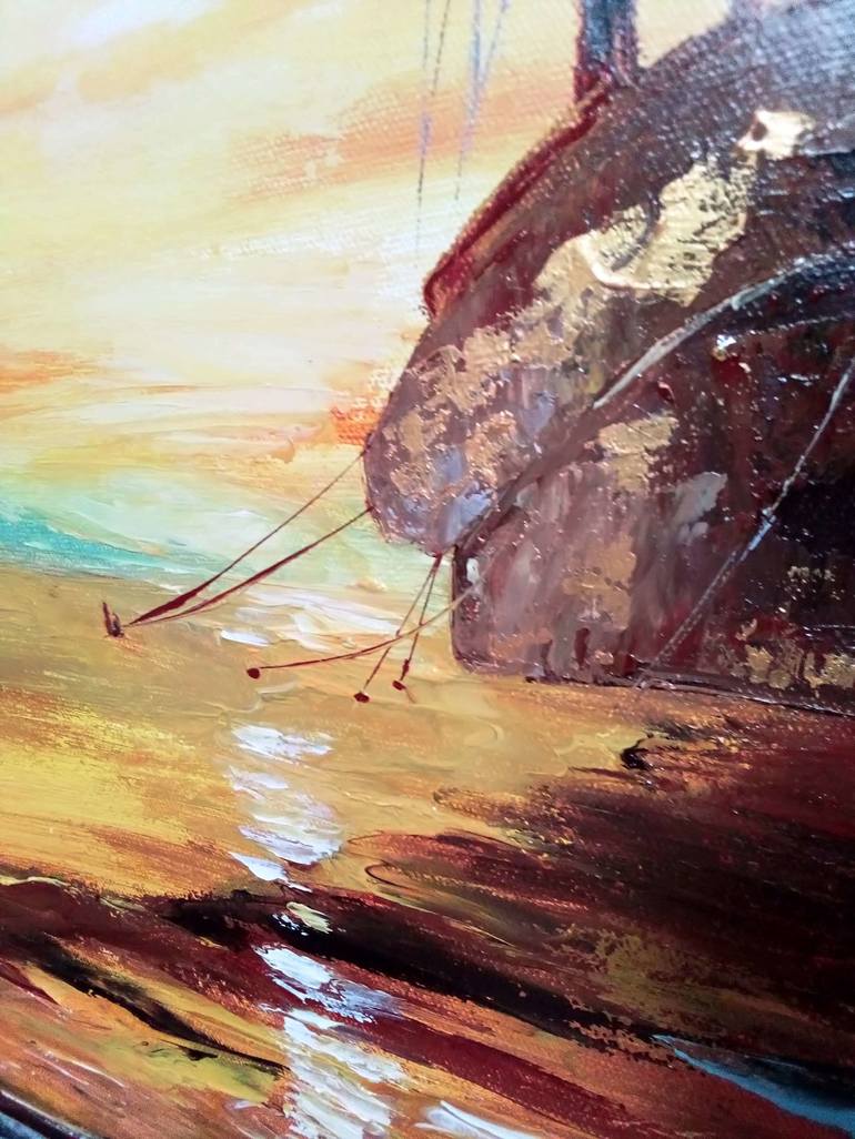 Original Ship Painting by Olechka Alexandrova