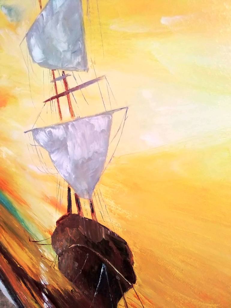 Original Ship Painting by Olechka Alexandrova