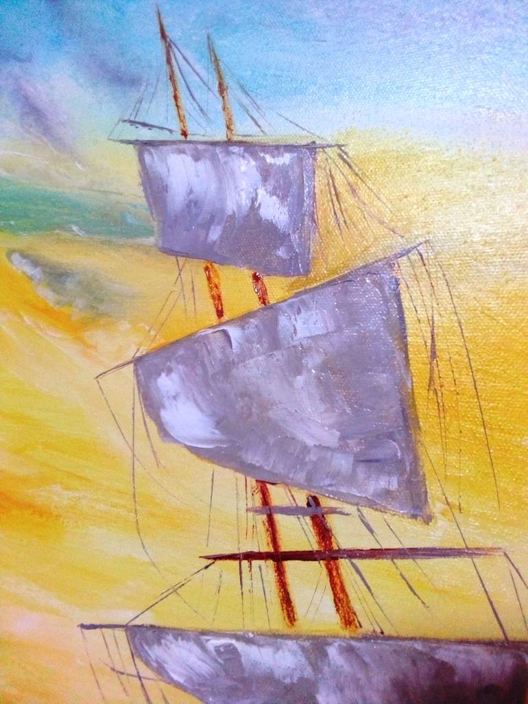 Original Ship Painting by Olechka Alexandrova