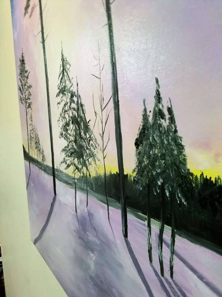 Original Art Deco Landscape Painting by Olechka Alexandrova