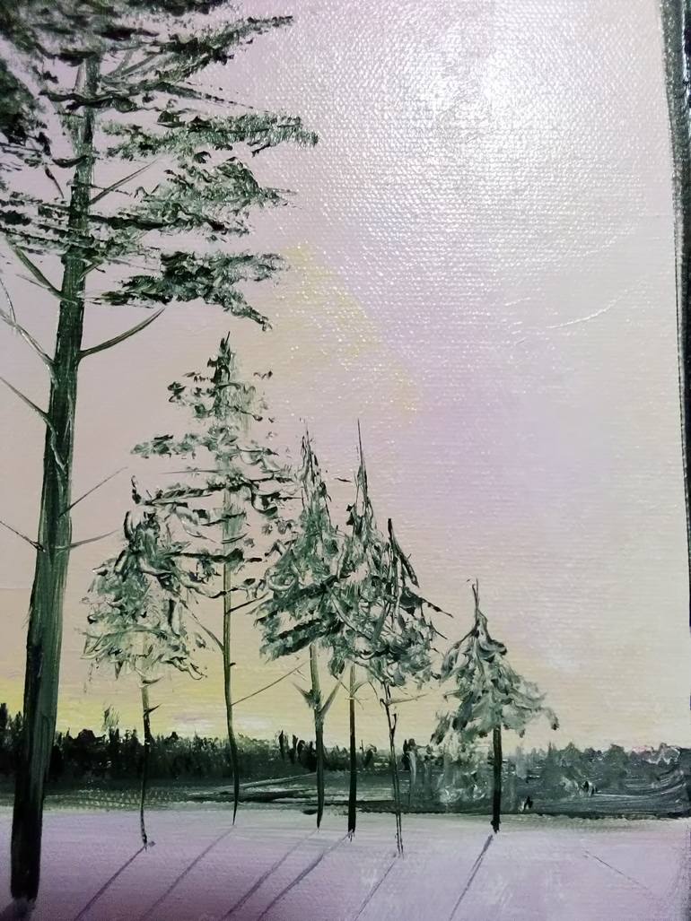 Original Art Deco Landscape Painting by Olechka Alexandrova
