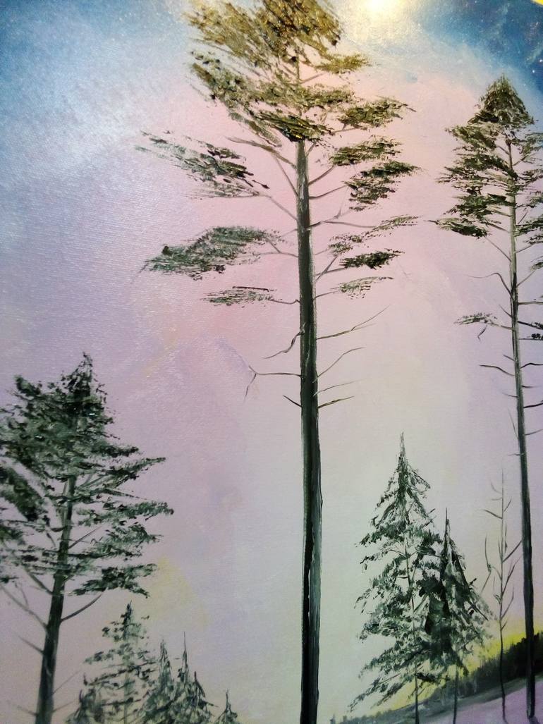 Original Art Deco Landscape Painting by Olechka Alexandrova
