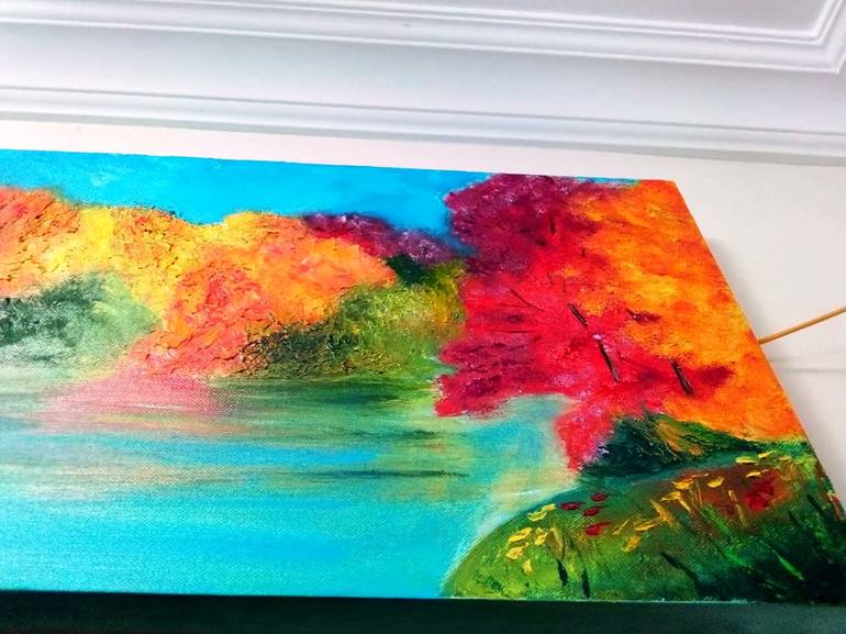 Original Art Deco Nature Painting by Olechka Alexandrova