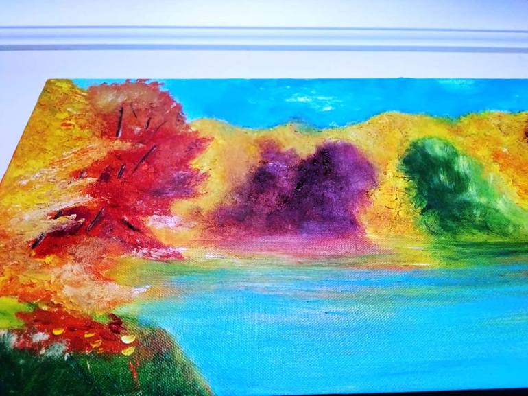 Original Art Deco Nature Painting by Olechka Alexandrova