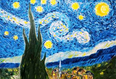The Starry Night by Van Gogh oil reproduction Painting thumb