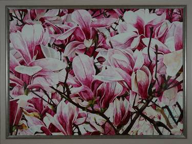 Original Art Deco Floral Painting by Andzela Smalka