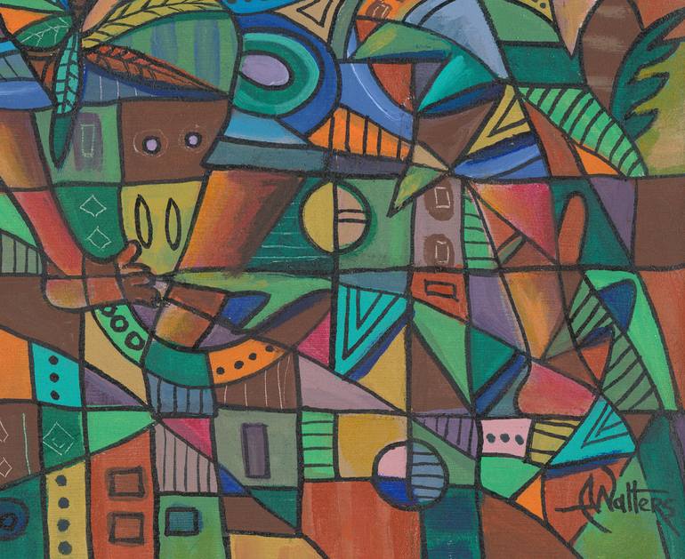 Original Cubism Landscape Painting by Angu Walters