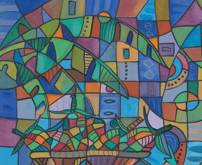 Original Cubism Landscape Painting by Angu Walters