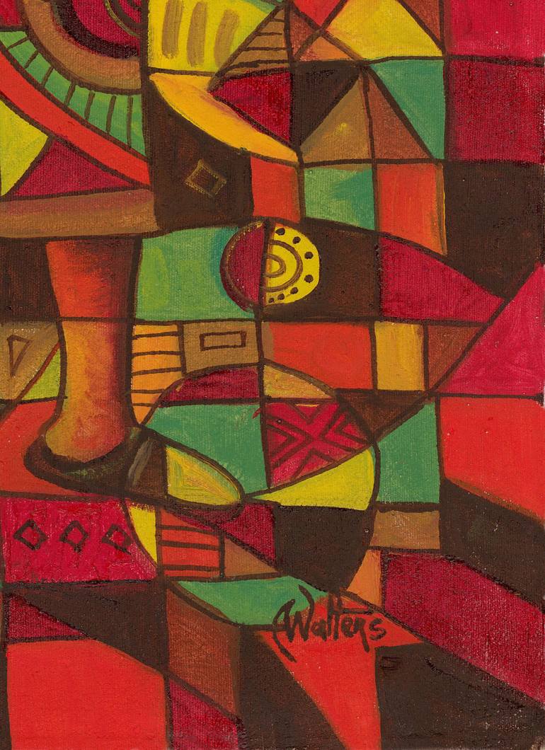 Original Cubism Love Painting by Angu Walters
