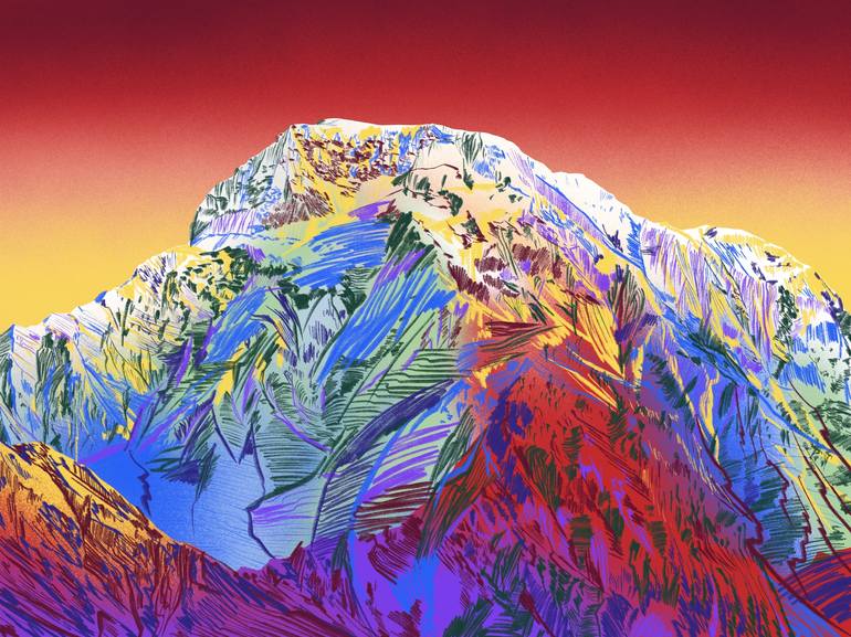 Kanchenjunga Mountain Painting Art Drawing By Yellowjeff Art Saatchi Art