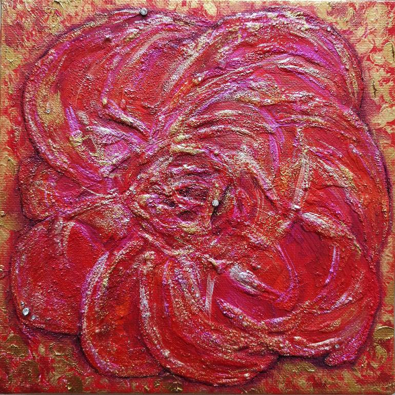 Original Abstract Expressionism Floral Mixed Media by Judit Nagy L