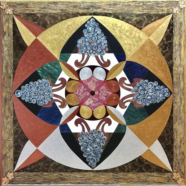 Original Geometric Mixed Media by Judit Nagy L