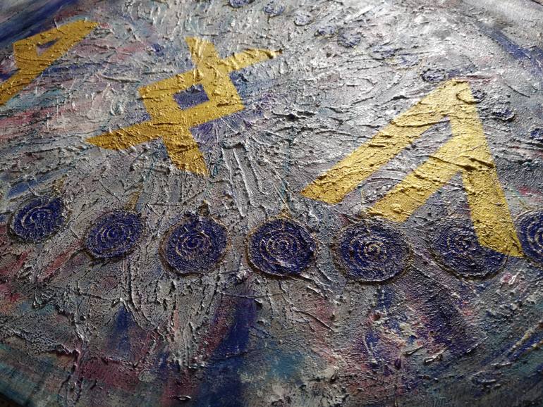 Original Abstract Expressionism Calligraphy Mixed Media by Judit Nagy L