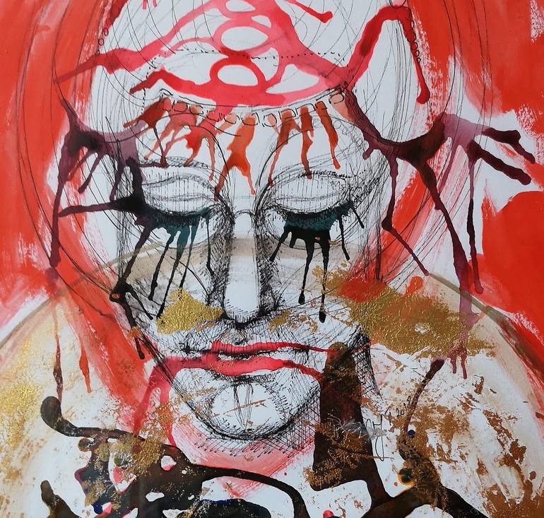 Original Abstract Expressionism Abstract Drawing by Judit Nagy L