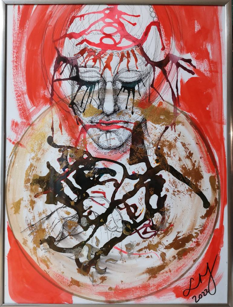 Original Abstract Expressionism Abstract Drawing by Judit Nagy L