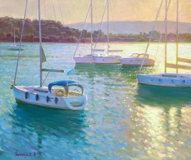 Original Impressionism Boat Paintings by Kseniia Yarovaya