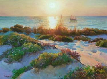 Print of Realism Beach Paintings by Kseniia Yarovaya