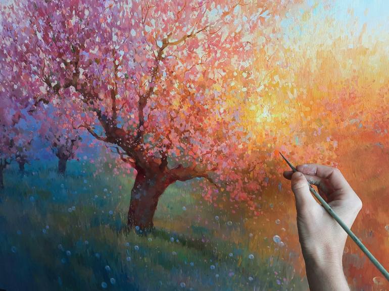 Original Impressionism Tree Painting by Kseniia Yarovaya