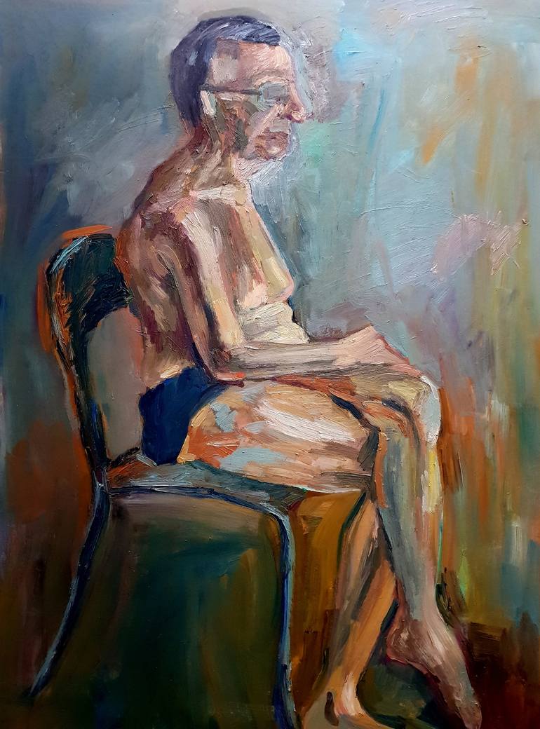 nude of old men Painting by Mariam Dolidze | Saatchi Art