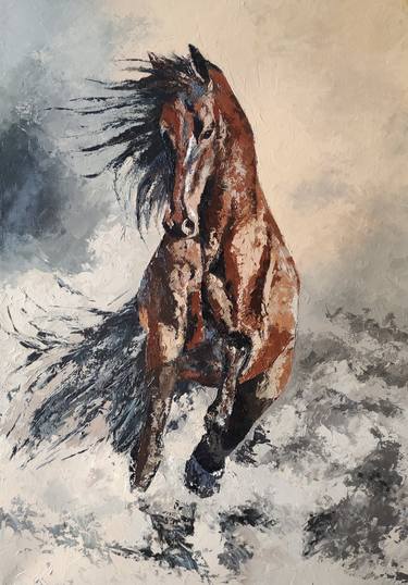 Print of Abstract Horse Paintings by ABYLAY KAZHIKENOV