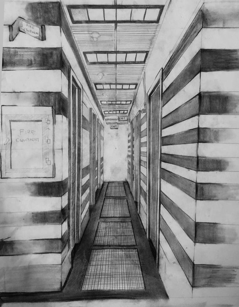 A Hall in Kresge Hall Drawing by Li Gao | Saatchi Art