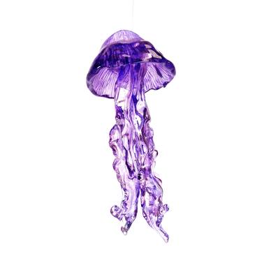Hanging Jellyfish Sculpture, Clear and Purple thumb