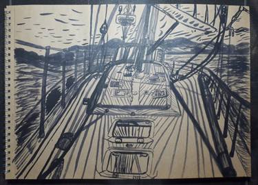 Original Contemporary Boat Drawing by Ceren Peker