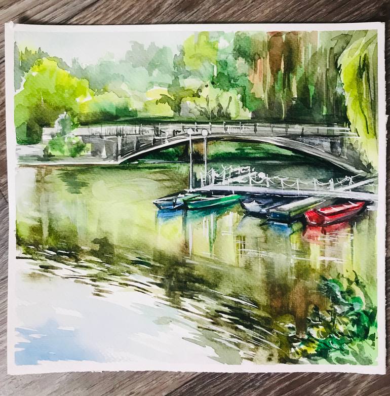 Original Illustration Landscape Painting by Tetiana Ryabets