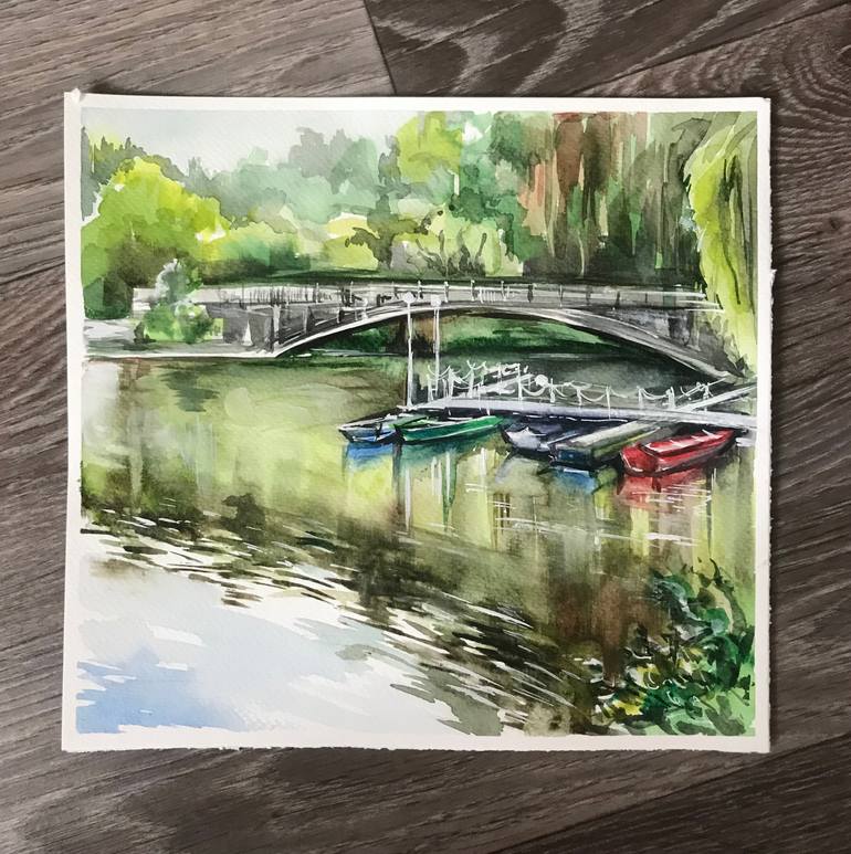 Original Illustration Landscape Painting by Tetiana Ryabets