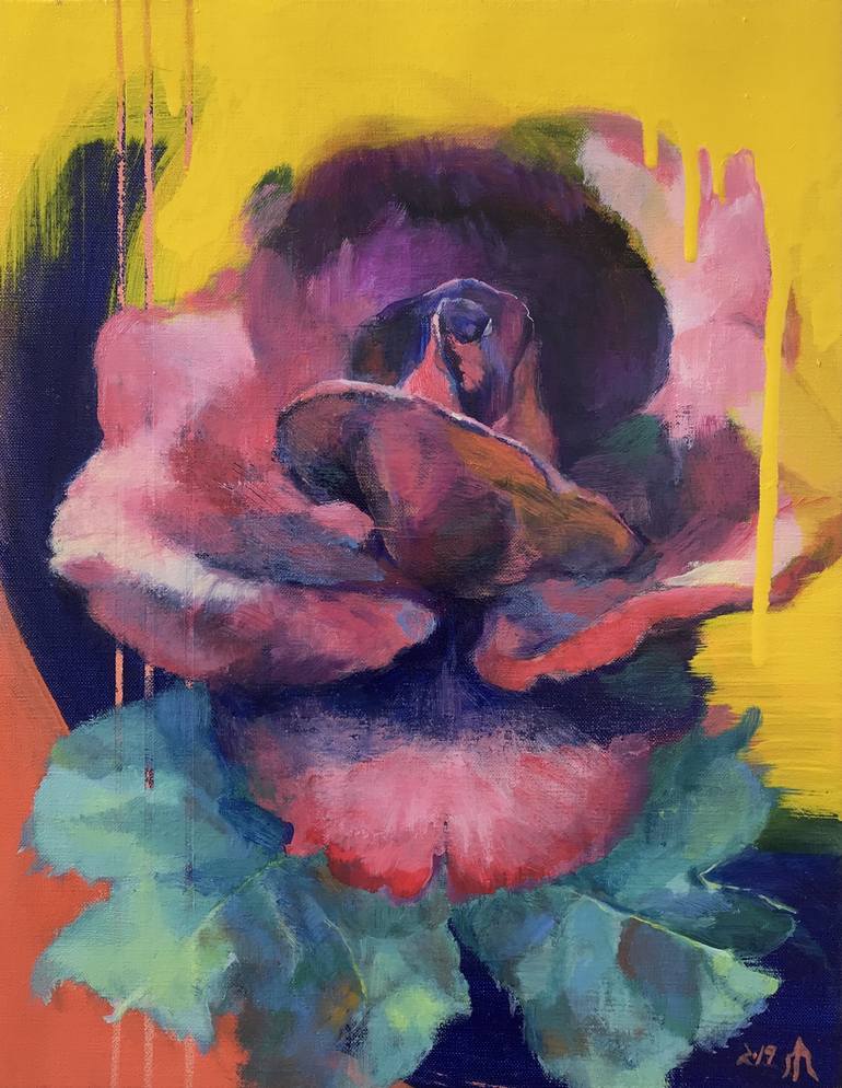 Print of Expressionism Floral Paintings by Miran Rin