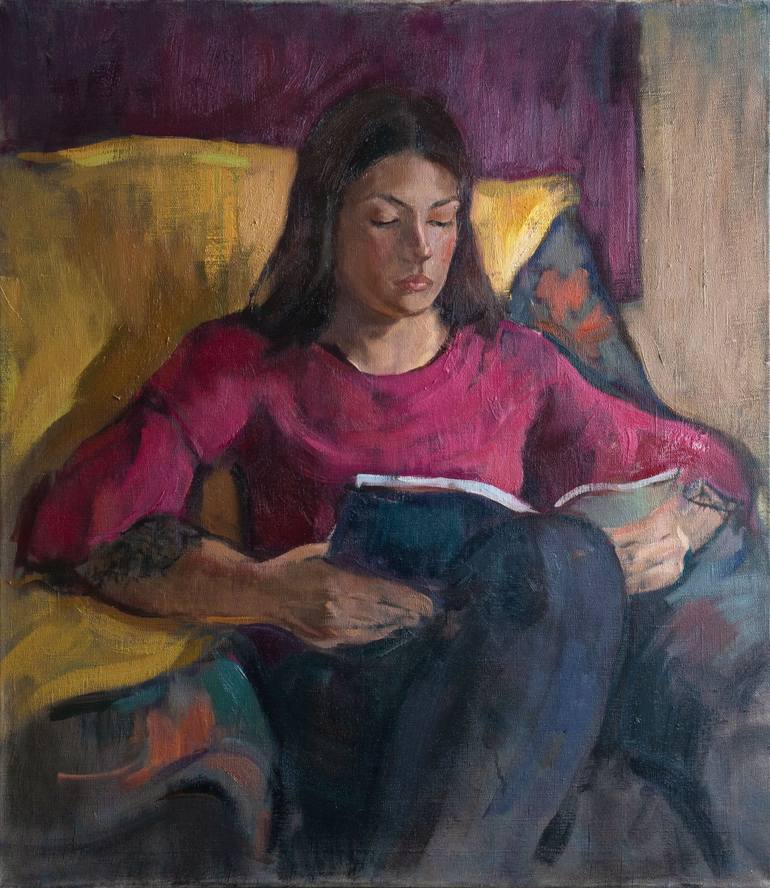 A girl reading Painting by Elena Morozova |