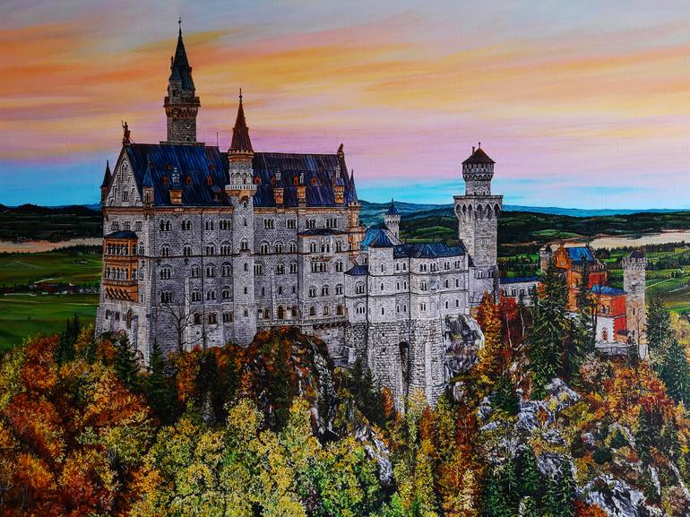 Neuschwanstein castle Painting by Viktoriya Kolomiychuk | Saatchi Art