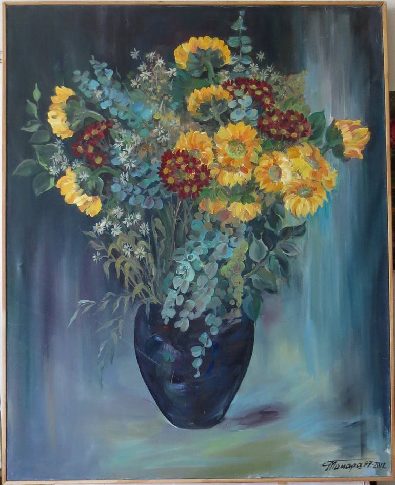 flowers in a black pot - Print