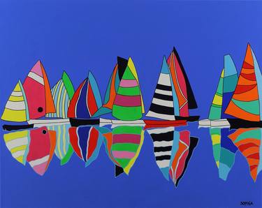 Original Abstract Sailboat Paintings by Sophia Heeres