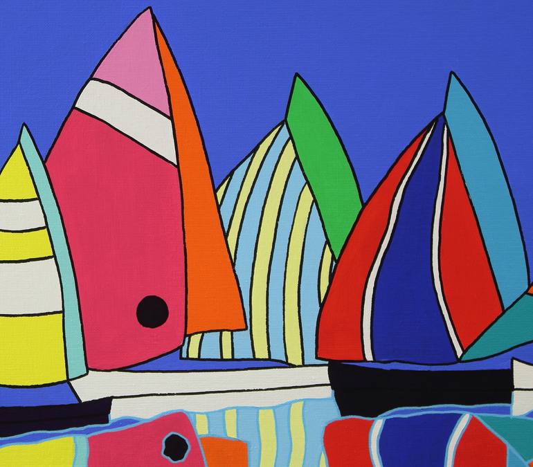 Original Abstract Boat Painting by Sophia Heeres