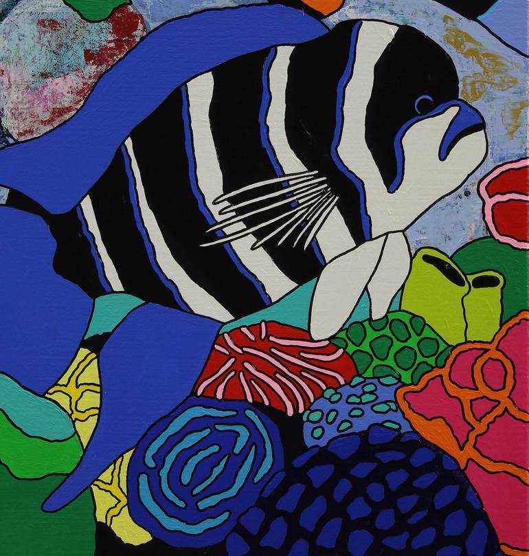 Original Abstract Fish Painting by Sophia Heeres